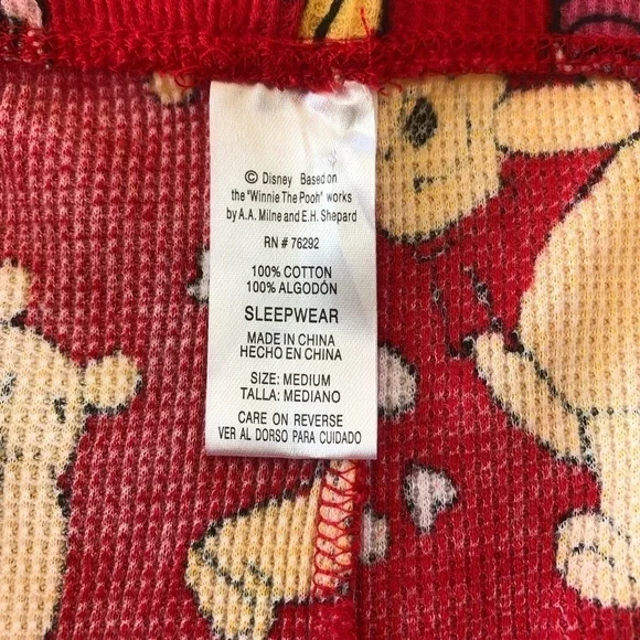 Disney Winnie The Pooh & Piglet Waffle Loungewear Pajamas Ladies Top L Bottom M - Picture 12 of 15